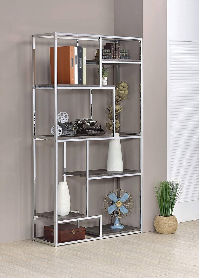 Furniture of America Living Display Shelf, Chrome - photo 2