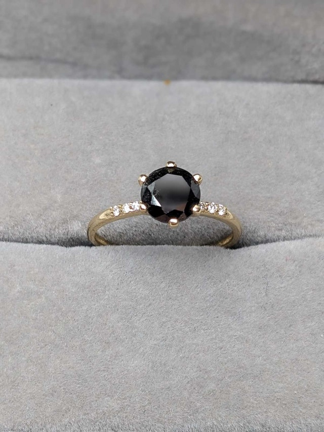 Black Diamond Ring 1.2 carat 10k Diamonds Engagement Size 7