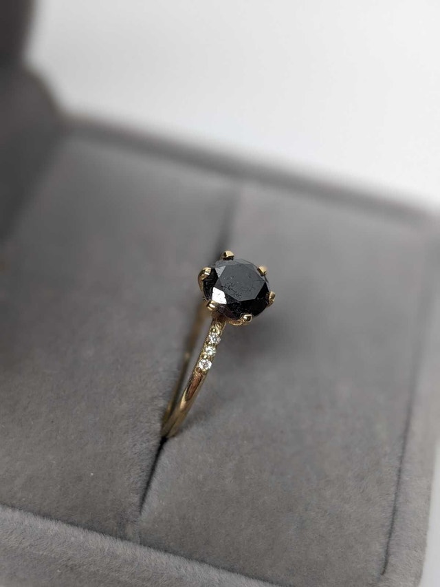 Black Diamond Ring 1.2 carat 10k Diamonds Engagement Size 7 - photo 2
