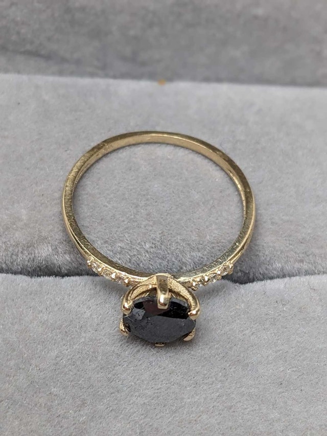 Black Diamond Ring 1.2 carat 10k Diamonds Engagement Size 7 - photo 3