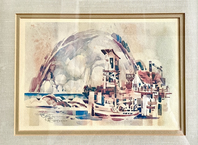 Vintage Lithograph Watercolor Painting - photo 2