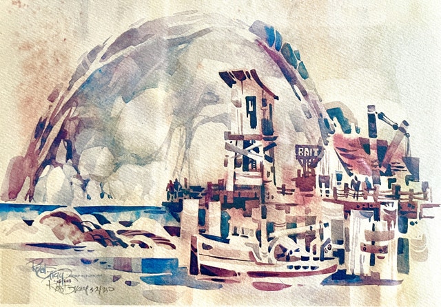 Vintage Lithograph Watercolor Painting - photo 3