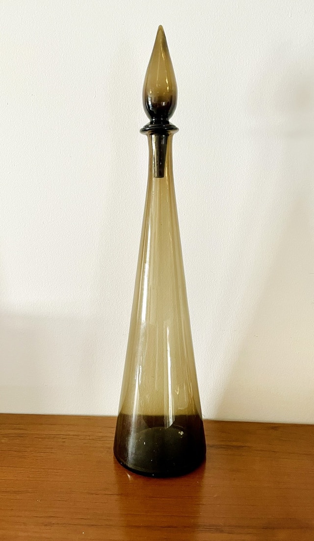 Empoli Glass Decanter Vintage Genie Bottle Italy 25”