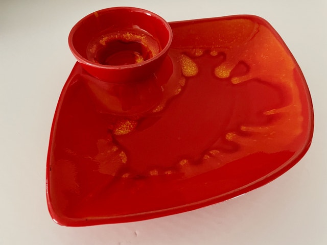 *RARE* “RED LIPS” Vintage California Pottery Chip Dip Dish Tray - photo 5