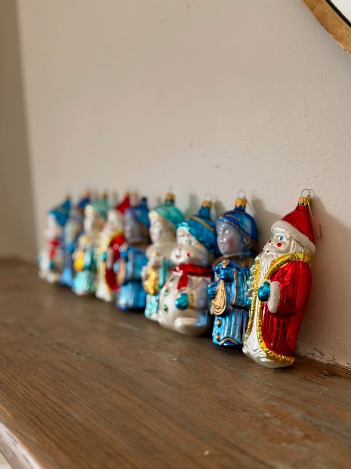 Vintage Glass Christmas Ornaments - Set of 9 - photo 4