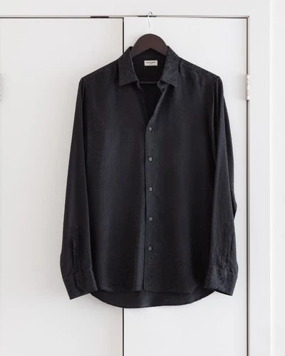 Saint Laurent Paris SS13 Silk Babycat Button Up