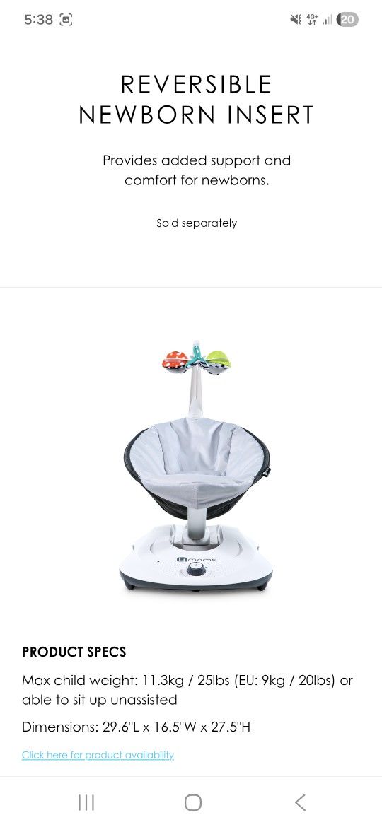 Rockaroo 4 Moms Baby Swing