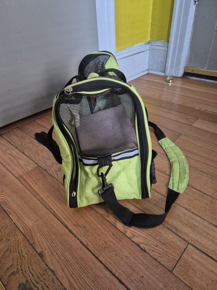 Green Pet Carrier Bag With Free Blanket - photo 2