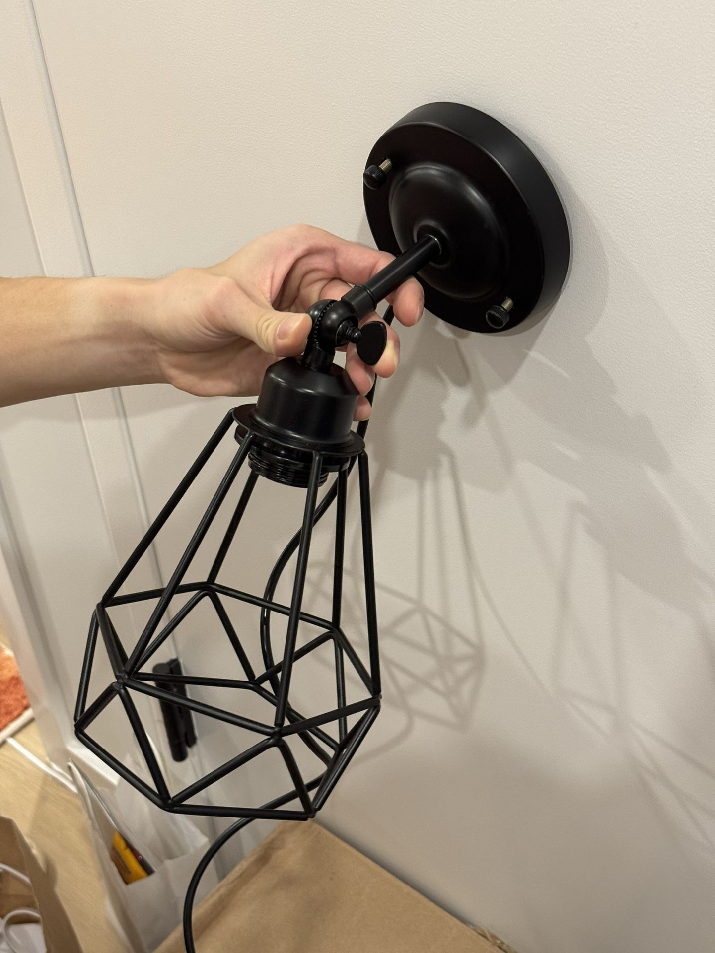 Plug in Wall Sconce, Wire Cage, Industrial Wall Lamp - photo 2