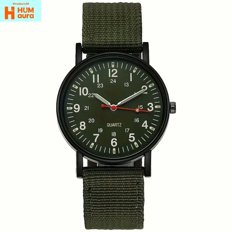 New Men Quartz Watch with Nylon Braided Strap (GREEN COLOR) - photo 2