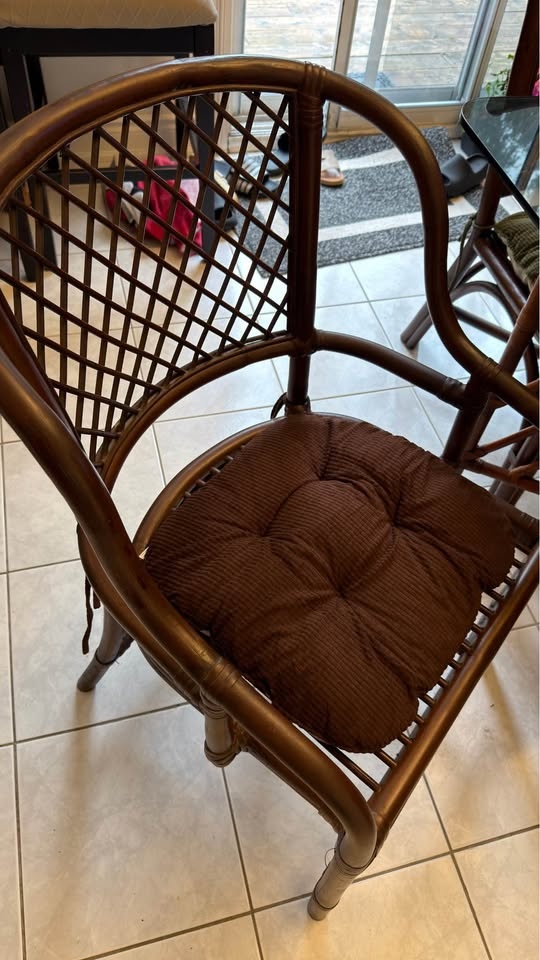 Rattan and bamboo vintage dining table (6 chairs) - photo 4
