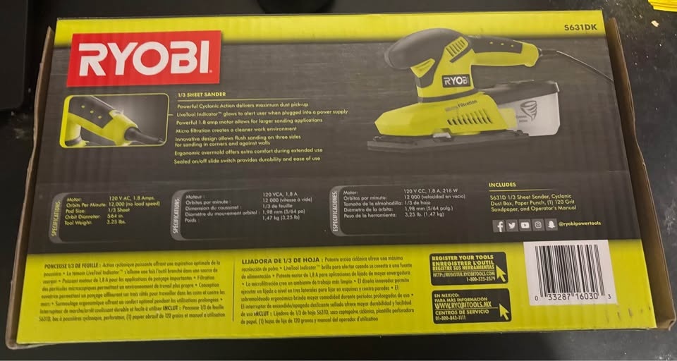 RYOBI 1/3 Corded Sheet Sander - photo 2