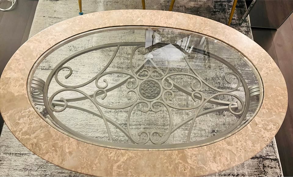 Solid Marble & Iron 4-Piece Set – console, side and coffee table