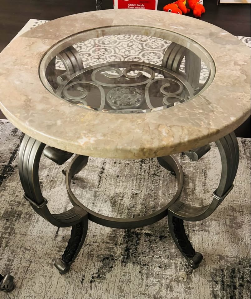 Solid Marble & Iron 4-Piece Set – console, side and coffee table - photo 4