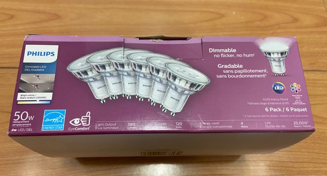 Philips Dimmable LED GU10 Bulbs - 6 pack