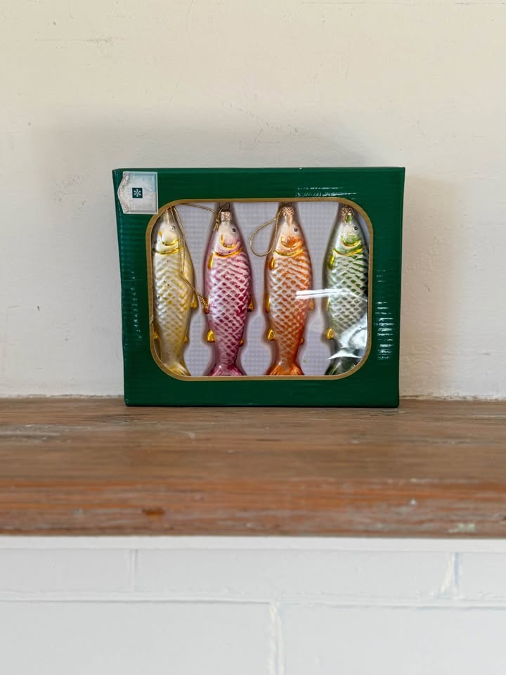 Vintage 1980s Glass Fish Christmas Ornaments Set - photo 2