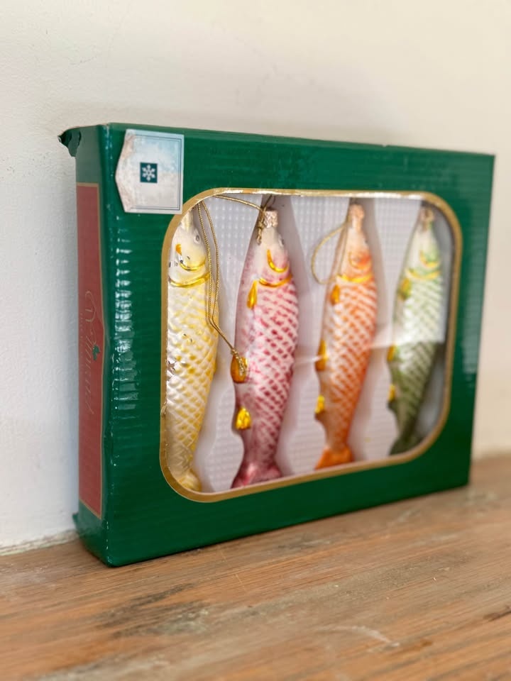 Vintage 1980s Glass Fish Christmas Ornaments Set - photo 3