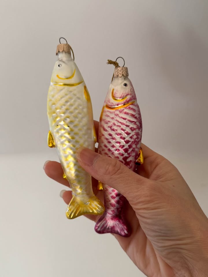 Vintage 1980s Glass Fish Christmas Ornaments Set - photo 5