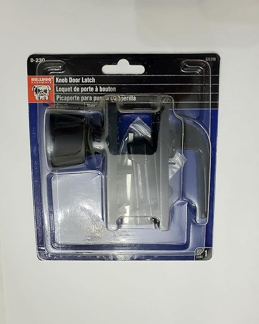 Bulldog Hardware Knob Door Latch, Black BNIB