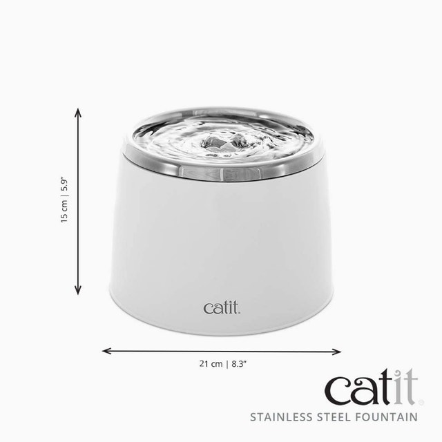 Catit Stainless Steel Top Drinking Fountain - 2 L White - photo 3