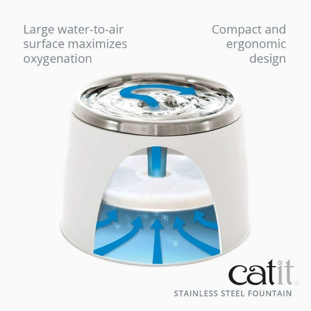 Catit Stainless Steel Top Drinking Fountain - 2 L White - photo 4