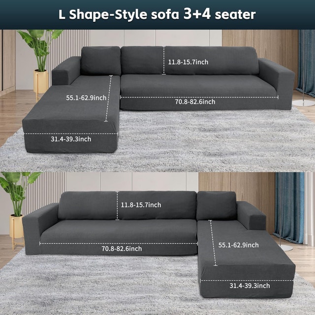 Sectional L Shape Waterproof Couch Cover, Dark Grey NEW - photo 2