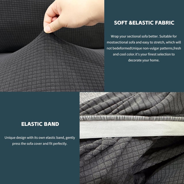 Sectional L Shape Waterproof Couch Cover, Dark Grey NEW - photo 3