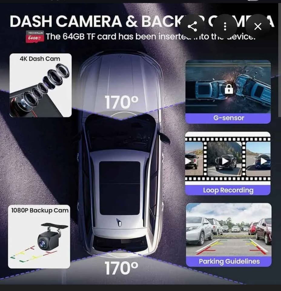 10.26" Wireless carplay screen with 4k dashcam - photo 2