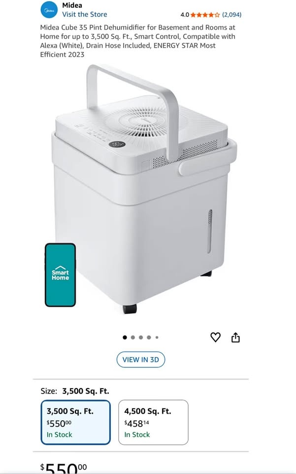 Midea Cube 35 Pint Dehumidifier – Brand New Sealed