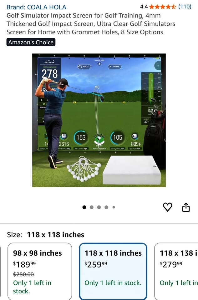 Golf Simulator Impact Screen – 118x102”