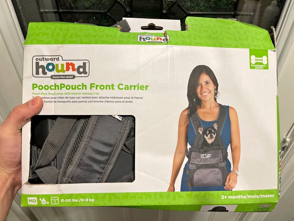 Outward Hound PupPak Dog Front Carrier, Medium, Grey • Brand New