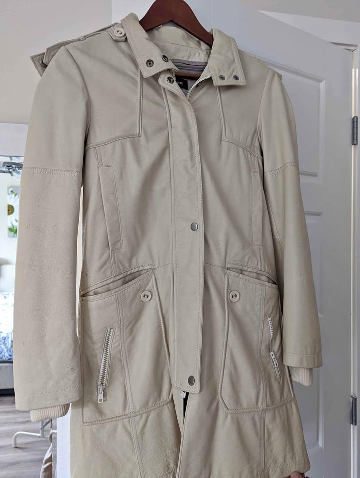 White Cream Leather Jacket