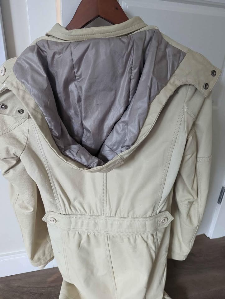 White Cream Leather Jacket - photo 3