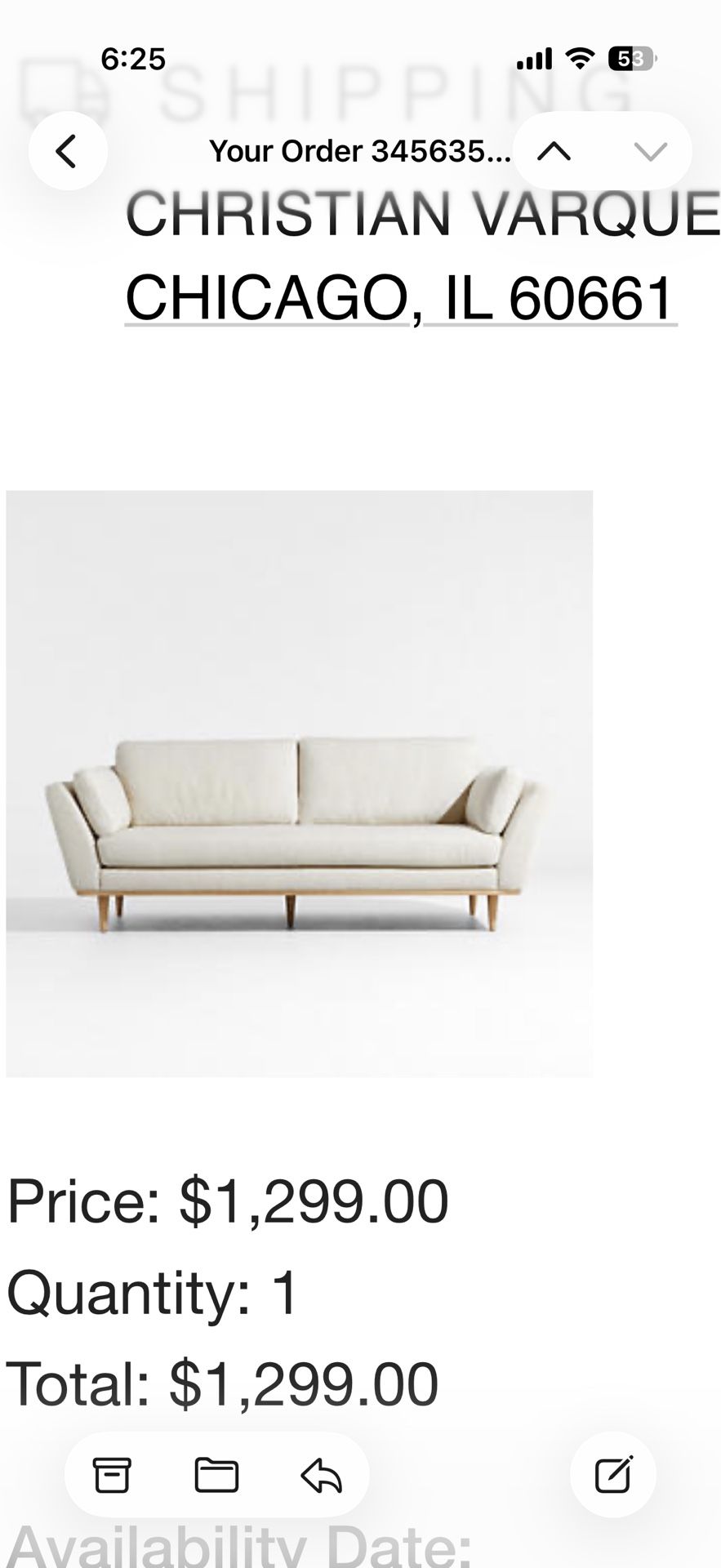 Crate & Barrel Hague Mid-Century couch - $700 OBO