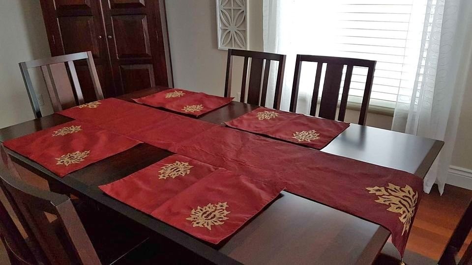 Elegant Beaded Table Runner and 4 Matching Placemats