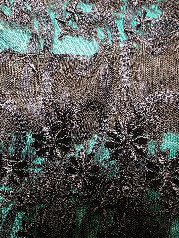 1.6 Meters Wide Navy Double Scalloped Edge Fashion Lace Fabric - photo 3