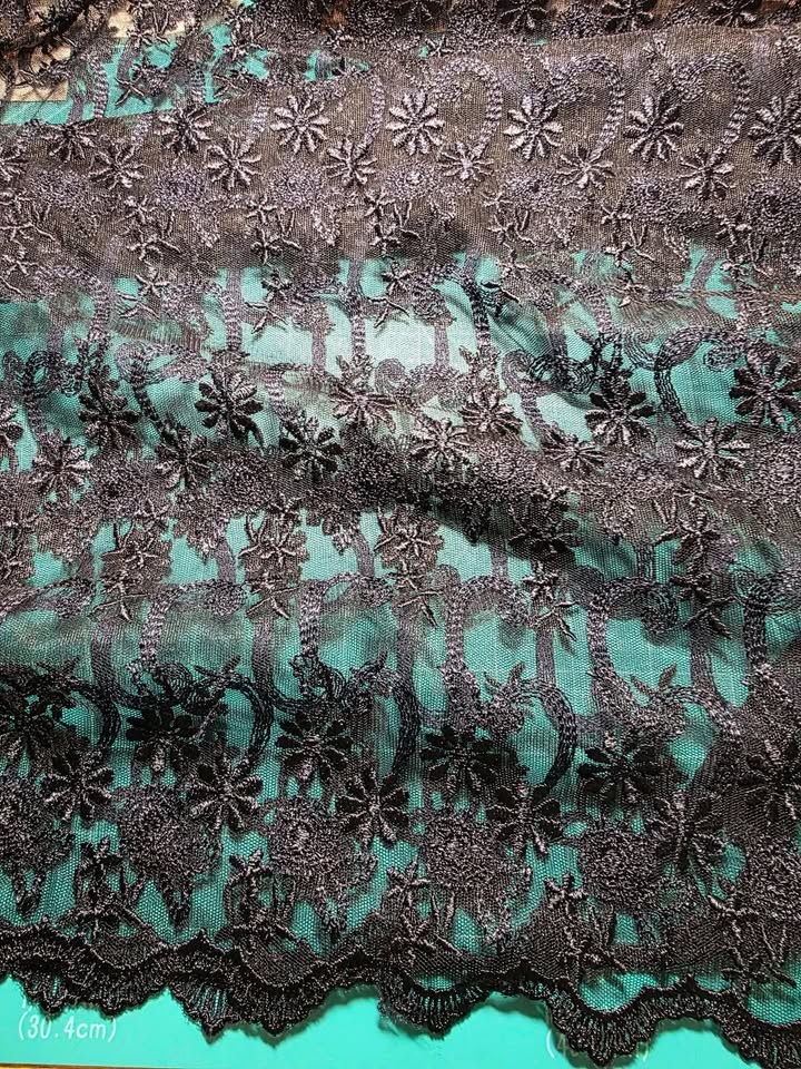 1.6 Meters Wide Navy Double Scalloped Edge Fashion Lace Fabric - photo 4
