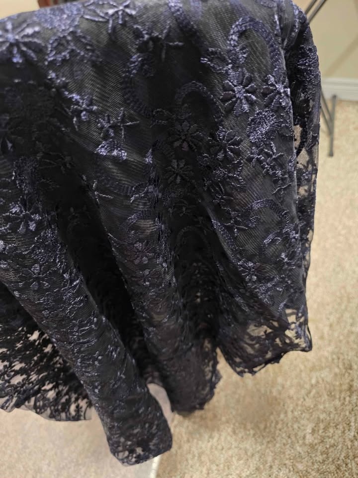 1.6 Meters Wide Navy Double Scalloped Edge Fashion Lace Fabric - photo 5