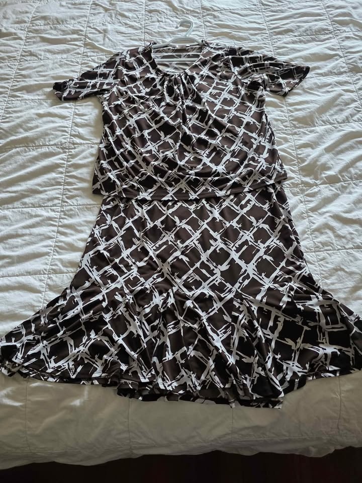 Womens 2 Pc Size 12 Tanjay Brown Print Dress - photo 2