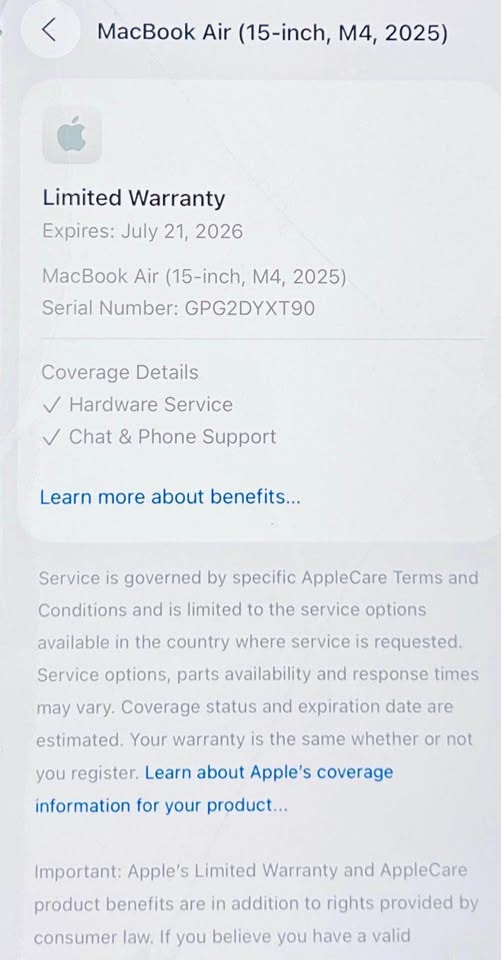 Apple MACBOOK AIR 💻 15” M4 24GB RAM 512GB Apple Warranty till 07 - photo 2