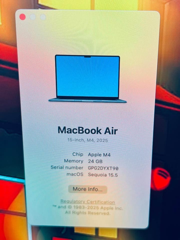Apple MACBOOK AIR 💻 15” M4 24GB RAM 512GB Apple Warranty till 07 - photo 3
