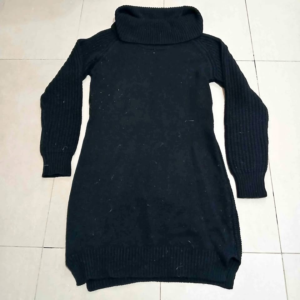 Black Knit Turtleneck Dress