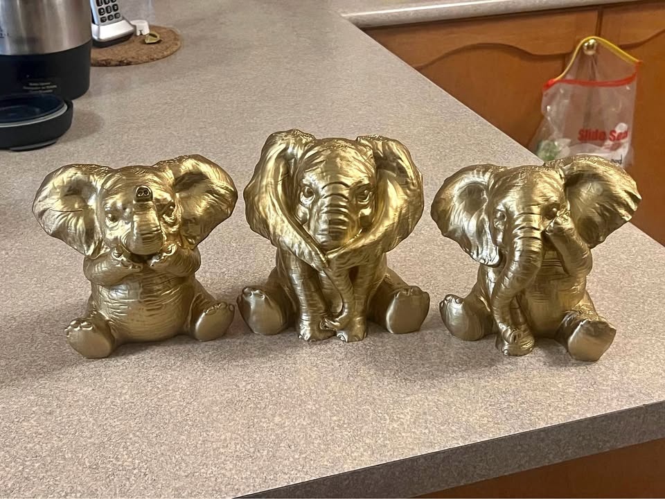 3 Wise Elephant Statues