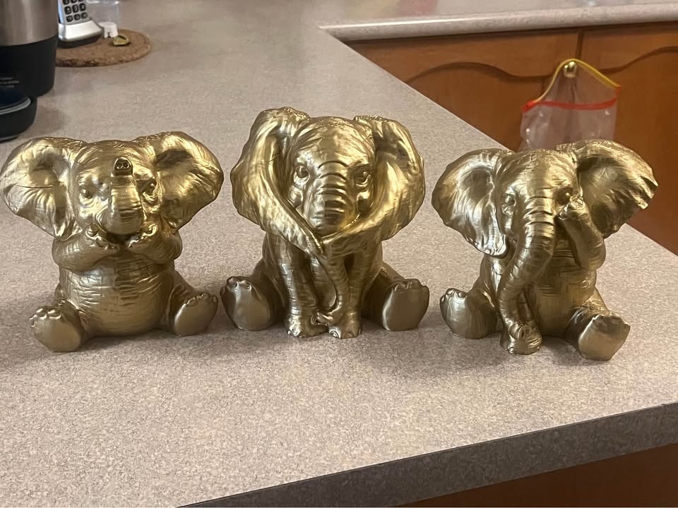 3 Wise Elephant Statues - photo 2