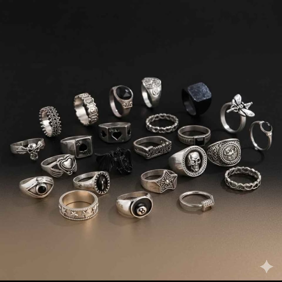 Vintage Vibes Ring Set – 24 Trendy Retro Rings | Unisex - photo 2