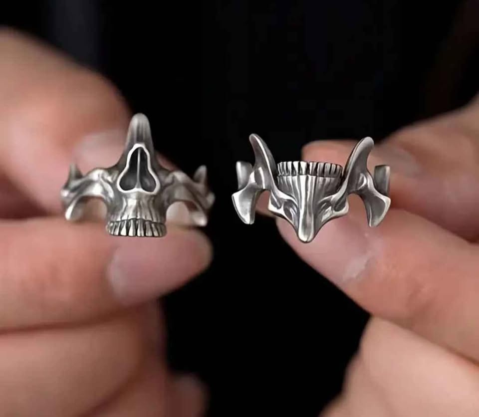 2pcs Abyss Demon Skull Ring Set – Retro Rock Style | Unisex - photo 2