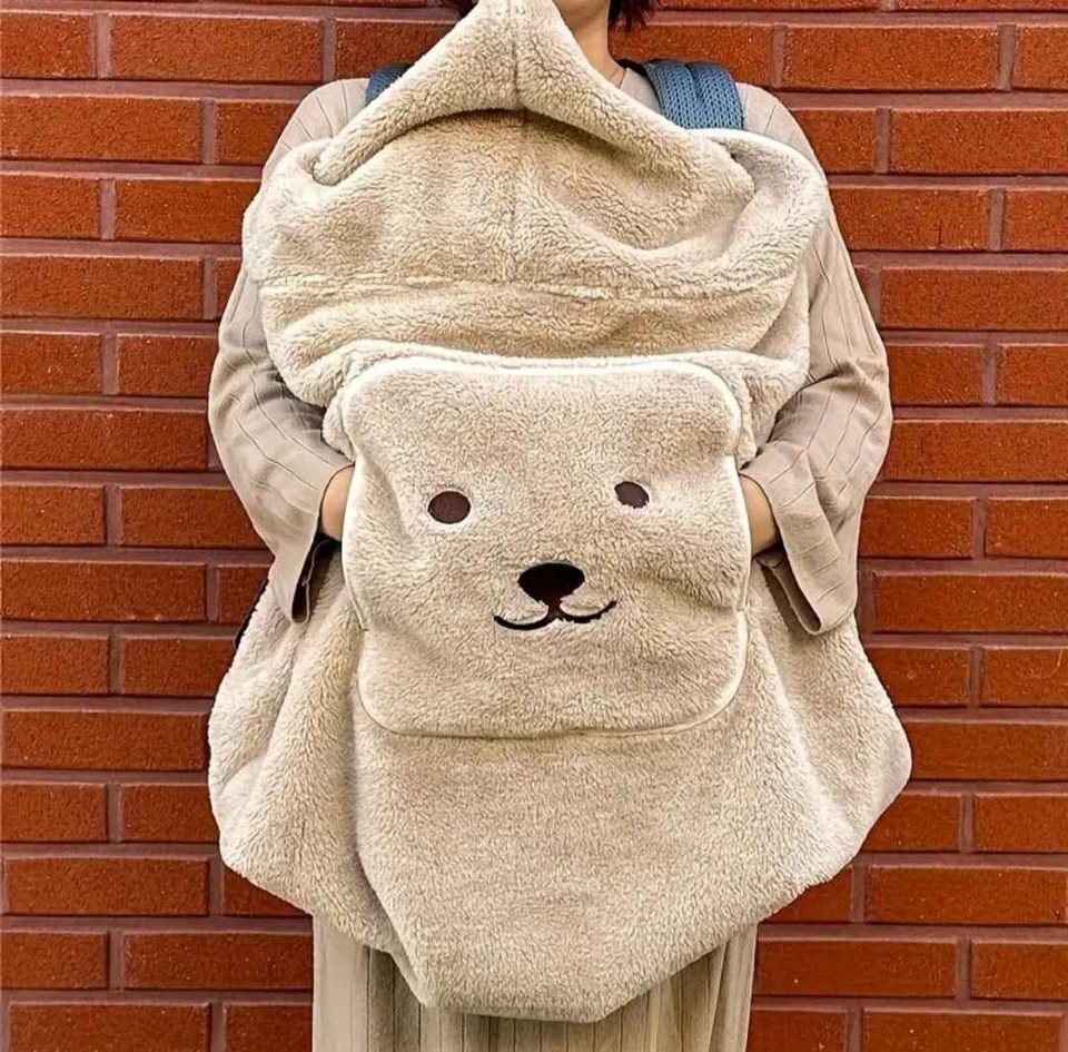 🧸 Bear Embroidered Stroller & Baby Carrier Blanket – Warm & Cozy - photo 5