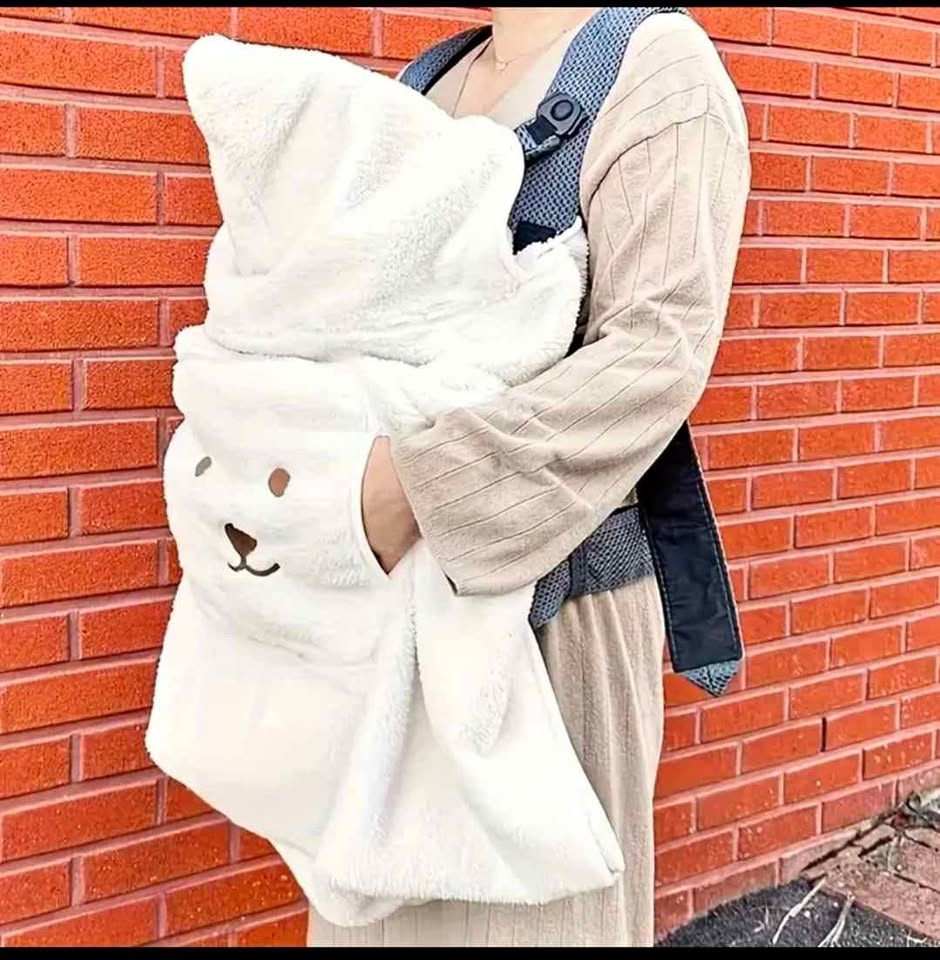 Bear Embroidery Throw Blanket