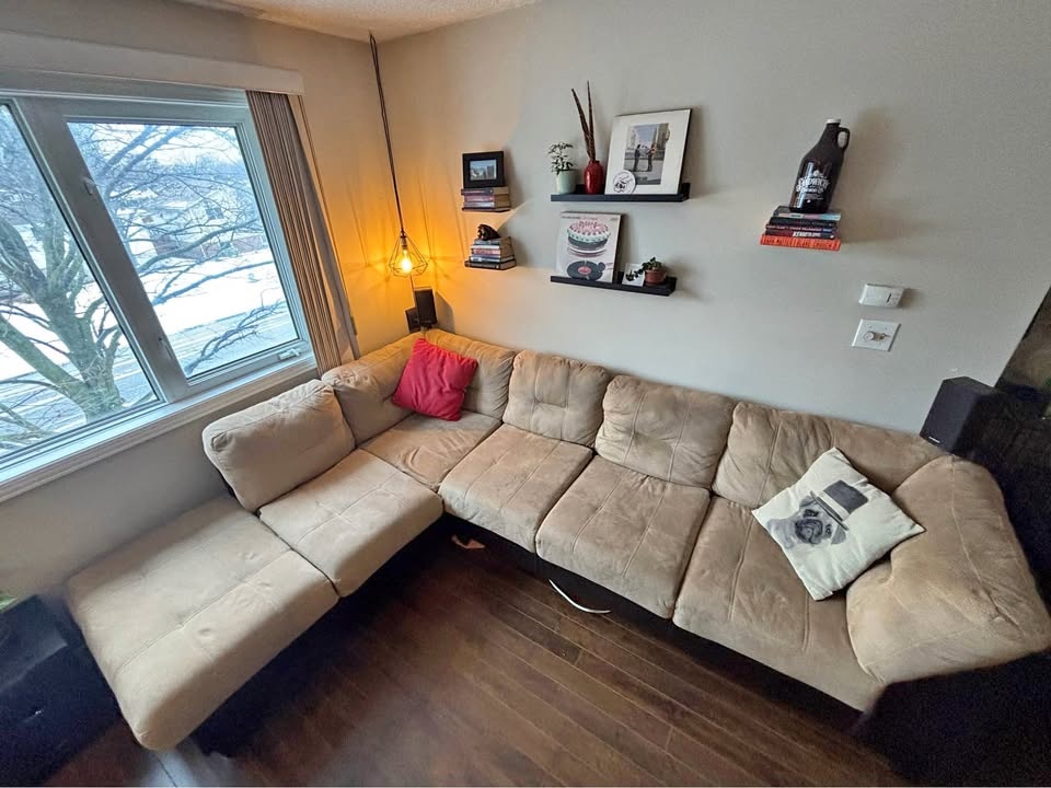 Sectional sofa - brown and beige