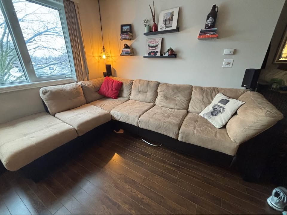 Sectional sofa - brown and beige - photo 4